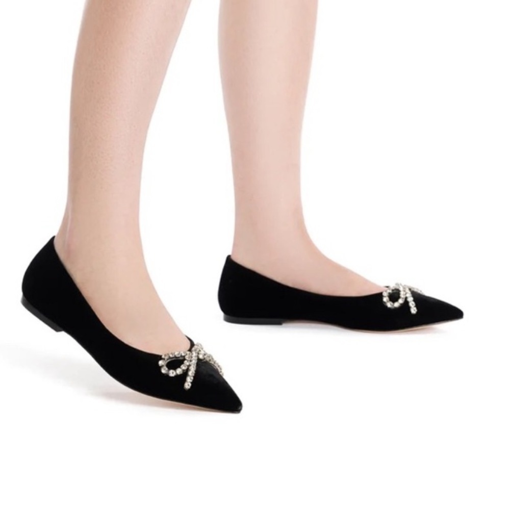 Larroude Lee black velvet flats